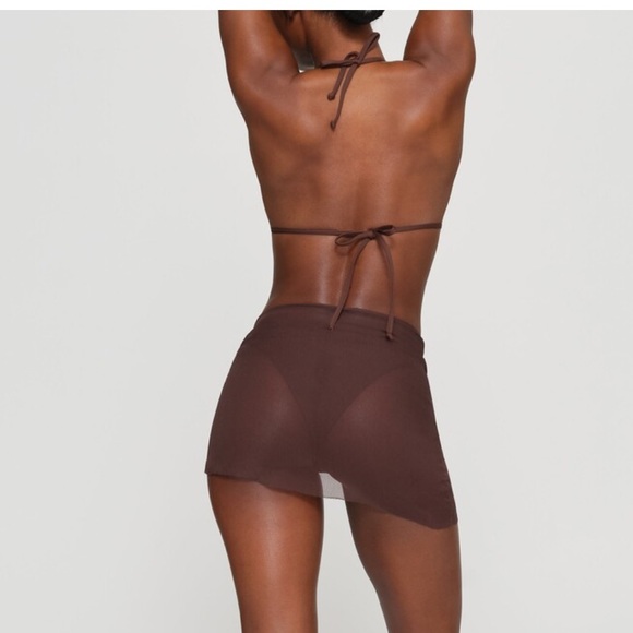 Skims SILK CHIFFON COVER UP WRAP SKIRT COCOA Small - Picture 3 of 9